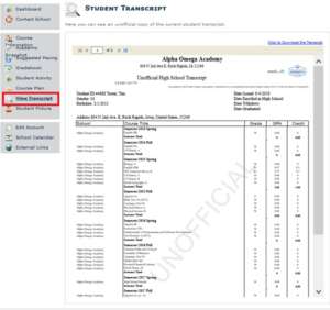 Student Transcript
